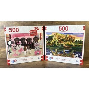 New In Box Jigsaw Puzzle 500 Pcs Bundle Studio Pets & Wildlife Leopard SureLox